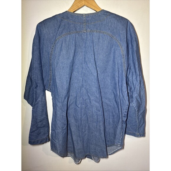 Monique Fashions Shirt Womens Vintage Sz 10 Blue Acid Wash Rhinestone Stud Mode - Picture 6 of 8